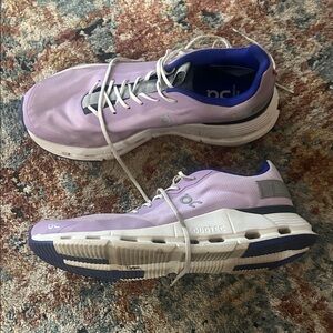 On Running Lavender and White Athletic Shoes